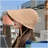 Стингевые шляпы Симпатичная шляпа для женских летних ведьм вязание солнца Панама Сансн Чапеу УФ -защита