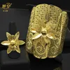 Bangle XUHUANG Dubai Flor 24K Banhado A Ouro Jóias Pulseira Com Anel Indiano Etíope Luxo Charme Pulseiras De Cobre Acessórios Para Mulheres