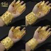 Armreif Aniid Indische vergoldete Armreifen mit Ring für Frauen Afrikanischer Arabischer Charme Goldfarbenes Armband Schmuck Dubai Nigerianisches Hochzeitsgeschenk