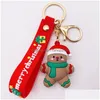 Keychains lanyards Sile Santa Claus Cartoon Kerst Keychain Hanger Bag Pol Kijk Kerstmas cadeau Drop Delivery Fashion Accessorie Dhh0h