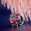 Rings DreamCarnival 1989 Stunning CZ Ring for Women Engagement Party Vintage Flower Eye Catching Fuchsia Zircon Jewelry LOL WA11688FU