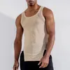 Męskie topy czołgowe seksowne siatkę przez mężczyzn Tank Tops Summer Streetwear Fashion Slim Patchwork Solid Camisole Mens O SCEAK Paski