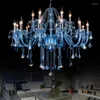 Żyrandole K9 Crystal żyrandol Lampy oświetleniowe lustres lampadari salon bar kawiarnia deco para quarto szklany niebieski
