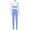 2023 Designer Tracksuits Summer Two Piece Sets Women Sexy Halter Neck Backless Top and Split Leggings Matching Sets Casual Solid Outfits Wholesale Sportswear 9886