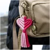 Keychains Lanyards Valentines Day Gift Tassel Keychain Keyring Creative Heart Shaped Hand Woven Lage Decoration Pendant Key Chain DH2DO