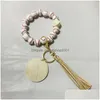 Beaded Tassel Keychain Bracelet Keychains Pendant Party Favor Sports Ball Soccer Baseball Basketball Wooden Bead Drop Delivery Jewel Dhxhx