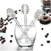 Cuillères Transparent Remuer Bâton Verre Miel Dipper Sirop Distributeur Bâtons Creative Café Confiture Mélange Fournitures Pour Pot Cuisine Outil Dro Dhowr