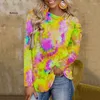 Kadın Tişörtleri Kadın Gündelik Gömlek Moda Kravat Boyası Üst tee Baskı Omuz Uzun Kollu Kadın T-Shirt Külot Kadın Giysileri