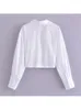 Bluzki damskie kobiety Down-Down V-Neck Białe koszule 2023 Karot z przodu z długim rękawem