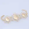 Dubai Gold Plated Necklace Earrings Bracelet Ring For Women Leaves Shaped Wedding Party Accessories 4pcs Jewelry Set