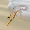 Натуральный драгоценный камень Morganite Beadered Bracelet Регулируемые браслеты из нержавеющей стали Мода Летние украшения для женщин подарок