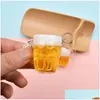Keychains Lanyards Creative Beer Mug Keychain Pendant Simation Tumblers Straight Cup Lage Decoration Personlig present Key Ring Dr DHCDJ