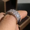Cluster-Ringe Mode Braut Hochzeit Silber Farbe Ring Princess Cut 1 CT Weiß CZ Zirkon Verlobungsfeier Kristallschmuck