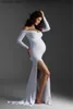 Robes de maternité Robe de maternité blanche la plus récente pour les accessoires de photographie Vêtements de grossesse élégants Robe de grossesse Vêtements de séance photo enceinte T230523