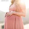 Sukienki macierzyńskie z krótkim rękawem koronkowe szyfonowe sukienki macierzyńskie do sesji zdjęciowej kobiety w ciąży maxi suknia ciąża fotografia baby shower proponowanie T230523