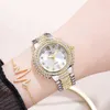Montres à trois yeux Bracelet en cristal pour femmes de luxe face à l'horloge de marque de montre à quartz pour femmes à la mode pleine de diamants