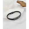 Braccialetti di collegamento Catena Lotti all'ingrosso Bracciale in acciaio inossidabile intrecciato nero vintage da uomo in pelle di corda semplice moda uomo fai da teLink