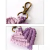 Keychains Lanyards Valentines Day Gift Tassel Keychain Keyring Creative Heart Shaped Hand Woven Lage Decoration Pendant Key Chain DH2DO