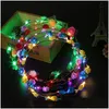 Décoration de fête Clignotant Led Bandeau Rave Guirlande Lumineux Mariage Fleur Couronne Éclairage Guirlande Cadeaux Drop Delivery Maison Jardin Fe Dhulx