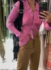 Camiseta feminina Artsu Rosa fofo Pink Kinited Cropped Top Women Y2K RUUCHED CLOP TOP MANAGEM LONA CAMISOLE TOP Clube de Partido de Inverno Vintage 230522