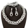 Collane Bracciale Collana Orecchini per donna Dubai Set di gioielli di moda color argento 18 carati Set di gioielli da sposa per donna africana Gif da indossare ogni giorno
