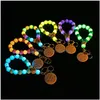 Keychains Lanyards Halloween Carnival Luminous Diy Sile Beaded Keychain Wrist Armband Keyring Birthday Parts Key Chain Drop DHZ5Q