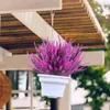 装飾的な花8バンドル人工ラベンダー屋外UV抵抗性偽フェードフェードプラスチック植物ガーデンポーチデコレーション