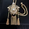 Necklaces French traditional women's wedding dress sweater chain water drop gold long necklace Algerian women's fringe crystal necklace