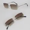 Neues Modell, randlose Metall-Sonnenbrille für Damen, Designer-Mode-Sonnenbrille mit Diamantschliff, Design-Sonnenbrille, große quadratische Sonnenbrille, Mix-Box, Größe 58–20–145 mm