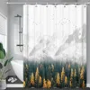 シャワーカーテン防水布シャワーカーテン木の葉の白いカバノキのバスルーム大規模240x180 3Dプリント装飾シャワーカーテンバススクリーン230523