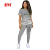 Zweiteilige Damenhose, modischer EKG-Druck-Trainingsanzug, Damen-Sommeranzug, lässiges Sport-Set, kurzärmeliges T-Shirt, Sportbekleidung