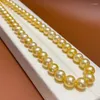Chains 8-9mm Natural South Sea Genuine Golden Round Pearl Necklace