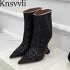 Stiefel sexy Tassen Heels kurze Stiefel Frau Rassonstone Moderne Stiefel Damen Pailletten Tuch Bling High Heels Stiefel Stiefel Frauen x230523