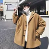 Mezclas de lana para hombre Ins Invierno Moda coreana Cortavientos Suelto Casual Longitud media Abrigo de lana pesado Ulzzang1