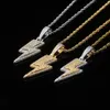 Necklaces TOPGRILLZ Iced Out Bling Lightning Pendants With Tennis Chain Copper Material AAA Cubic Zircon Men's Hip Hop Jewelry Gift