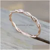 Anéis de banda Ring Twist Twist Twist Rose Gold Color Mini Finger Micro Cristal FL Pavimento Pavimento Nobililidade Jóia Cute Factory Pr DHGARDEN DHQT3