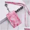 Keychains Lanyards Pu Leather Work Card Keychain Retractable Marble Pattern Id Sleeve Drop Delivery Fashion Accessories Dhttp