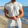 Men's Tank Tops Spring Summer Mens Clothes Tank Tops Ribbed Solid Color V Neck Sleeveless Camisole Men Streetwaer Fashion Loose Vest Shirts 230522