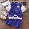 Sets/Suits Boys Summer Suit Kids Kids Short Sleeve T-Shirt Shorts 2pc Sports Casual Outfits for Teenage Boy Clothing Sets 230523