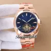 Nowy 42,5 mm zagraniczny Tourbillon 6000V/110R-B733 A2813 Automatyczne męskie zegarek Blue Dial Rose Gold Bransoleta 6000V Sport Gents Watches TWVC TimeZoneWatch E177C2