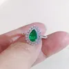 Cluster Rings Simulation Emerald Tourmaline Drop-shaped Open Ring Female Fashion Hand Jewelry Mens For Women Men Man Woman Men's