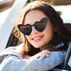نظارة شمسية تتحول القلب على شكل قلب امرأة بريق كبير إطار كبير في ظلال الشمس الوردي نظارات العينات UV400 نظارات