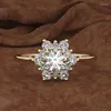 Pierścienie klastrowe Prezent dla dziewcząt wielostronny płatek śniegu kształt cyrkon żeński pierścień mody biżuterii