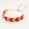 Link bransoletki go2boho czerwone serce bransoletka moda biżuteria złoto plisowane miyuki nasiona koraliki ręcznie robione, regulowana modność dla kobiet