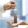 Keychains Lanyards Personalized Leather Keychain Pendant Beech Wood Carving Lage Decoration Key Ring Diy Thanksgiving Holiday Gift Dhv2Y