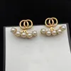 pearl Designers stud earrings double g diamond earring For Women Crystal Ear Stud High Quality Luxury Earrings