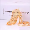 Keychains Lanyards Crystal Hollow Highheeled Shoes Keychain Metal Car Womens Bag Accessories Key Chain Drop Delivery Fashion Dhm0F