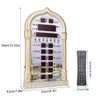 デスクテーブルクロック12Vアザンモスクの祈りの時計イスラムモスクアザンカレンダーイスラム教徒の祈りの壁時計アラームラマダンホームデコアリモートコントロール230523