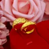 Bagues de grappe Couple doré solide 999 or pour femmes hommes ne se fanent jamais mariage luxe anniversaire cadeaux redimensionnables
