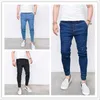 Heren jeans strakke passende mode denim voeten elastische broek veter-up mid-taist casual broek 2023 losse mannen